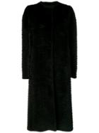 Liska Textured Single-breasted Coat - Black