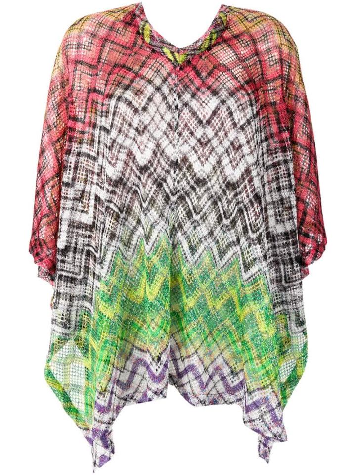Missoni Mare Check Knit Poncho - Red