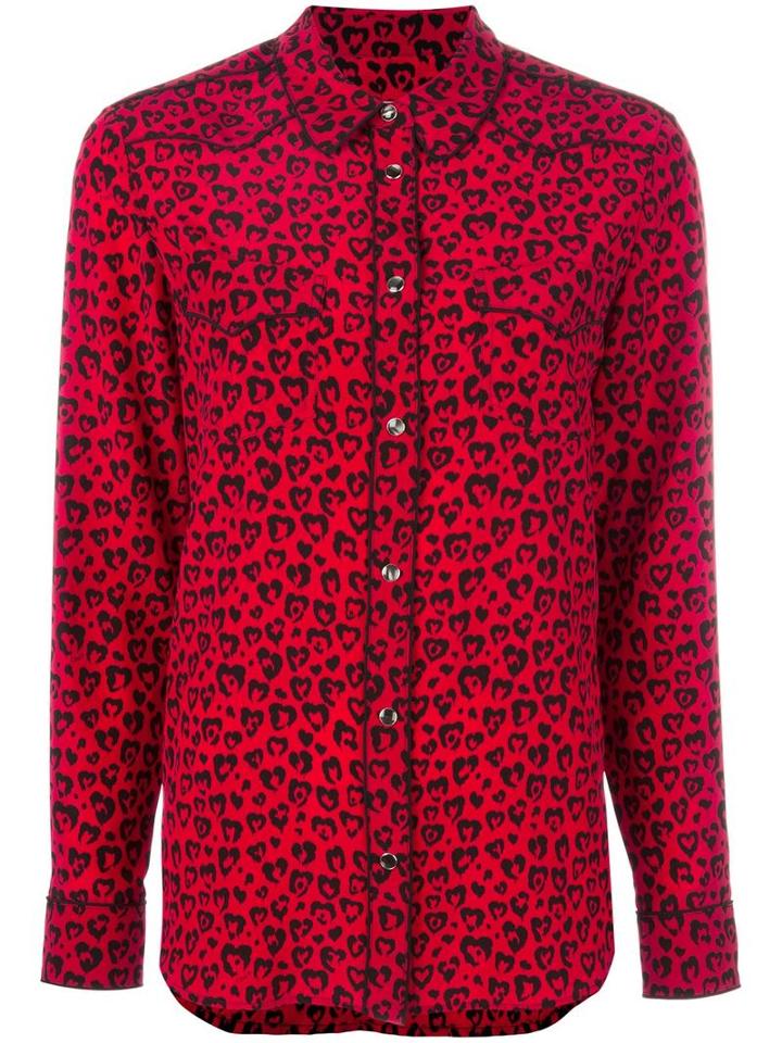 Coach Leopard Print Shirt, Women's, Size: 4, Red, Silk