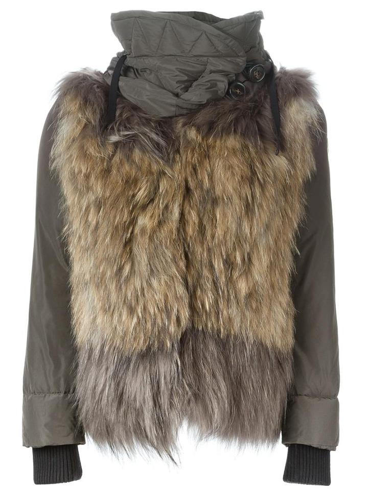 Moncler Fur Panel Padded Jacket, Women's, Size: 1, Nude/neutrals, Polyamide/racoon Fur/polyester/feather Down