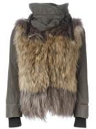 Moncler Fur Panel Padded Jacket, Women's, Size: 1, Nude/neutrals, Polyamide/racoon Fur/polyester/feather Down