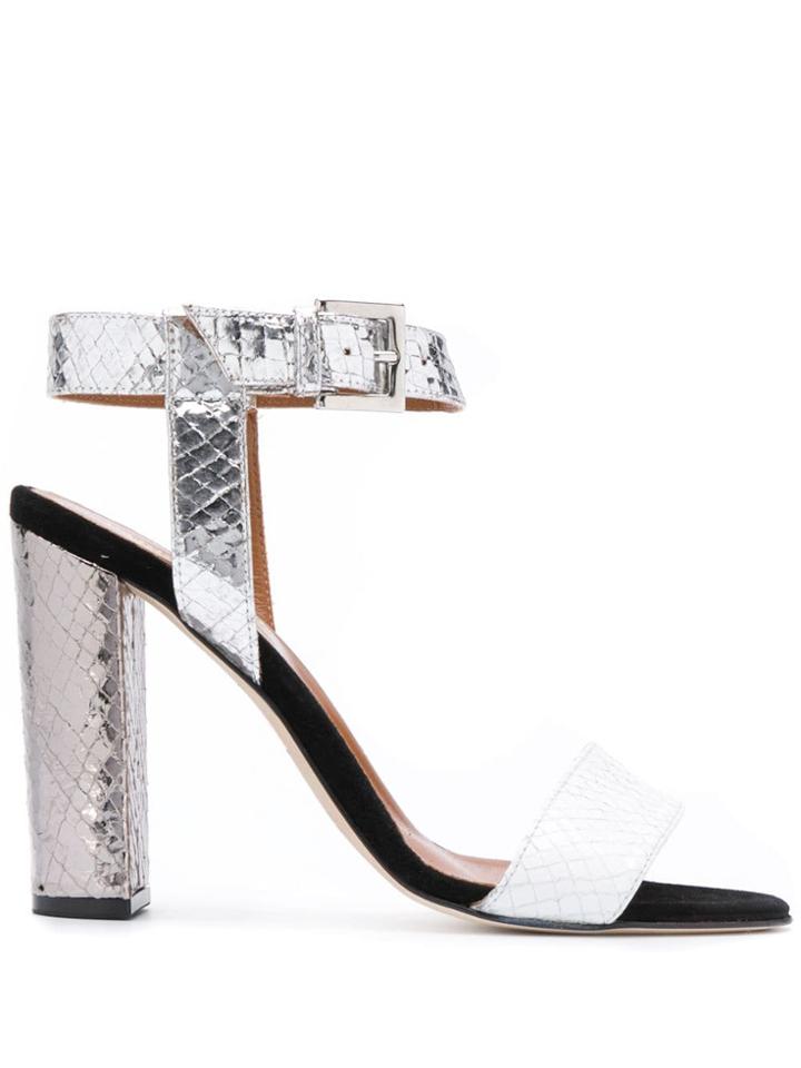 Paris Texas Textured Metallic Sandals - Silver