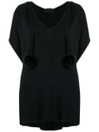 Andrea Bogosian Pom Pom Knit Top - Black