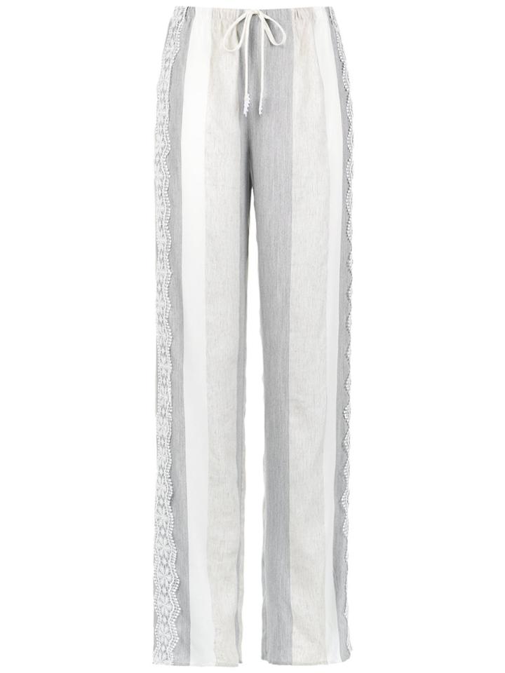 Martha Medeiros Lace Inserts Wide Leg Trousers - Grey
