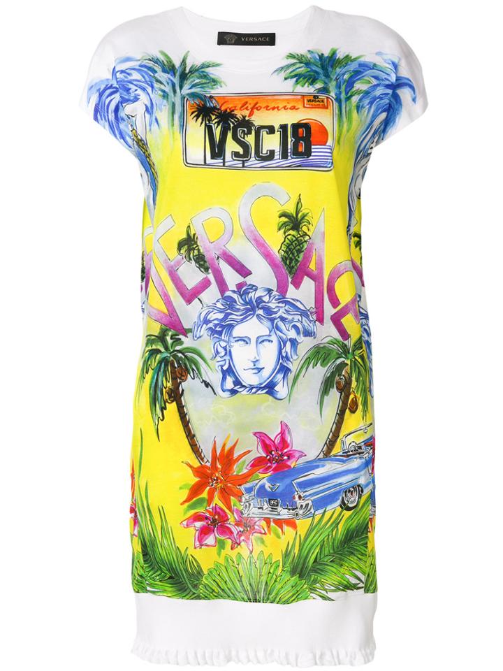 Versace Fluid Printed T-shirt Dress - Multicolour