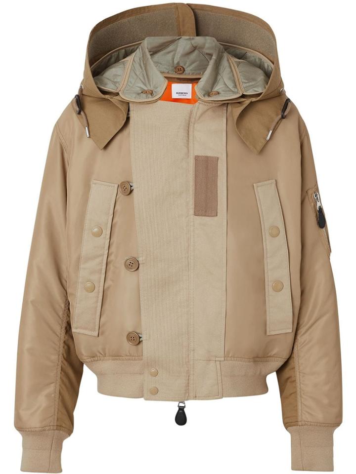 Burberry Detachable Quilted Hood Nylon Bomber Jacket - Neutrals