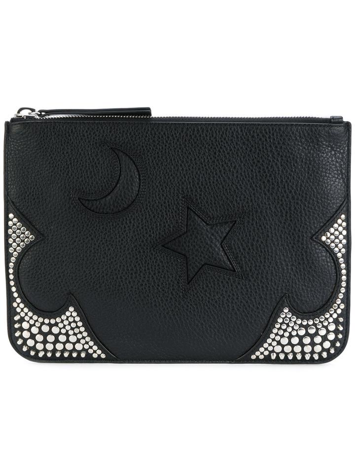 Mcq Alexander Mcqueen - Moon And Star Embossed Clutch - Women - Leather/metal (other) - One Size, Black, Leather/metal (other)
