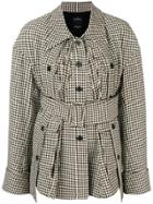 Rokh Belted Houndstooth Jacket - Black