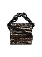 Marques'almeida Black, White And Brown Chunky Chain Woven Shoulder Bag