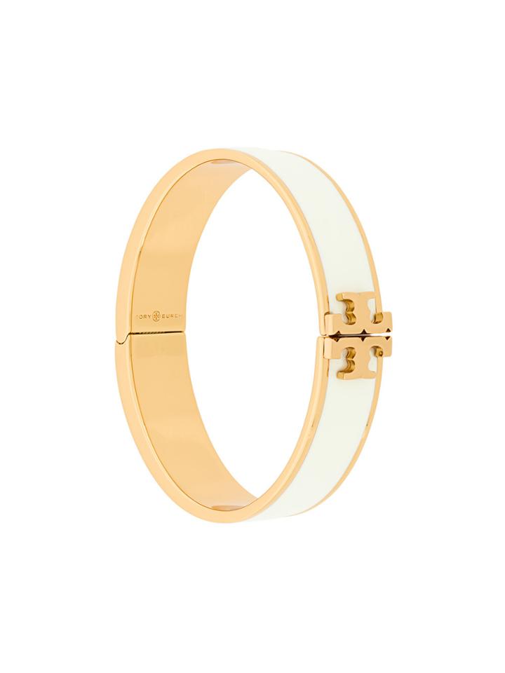 Tory Burch Enameled Raised Logo Bracelet - Metallic