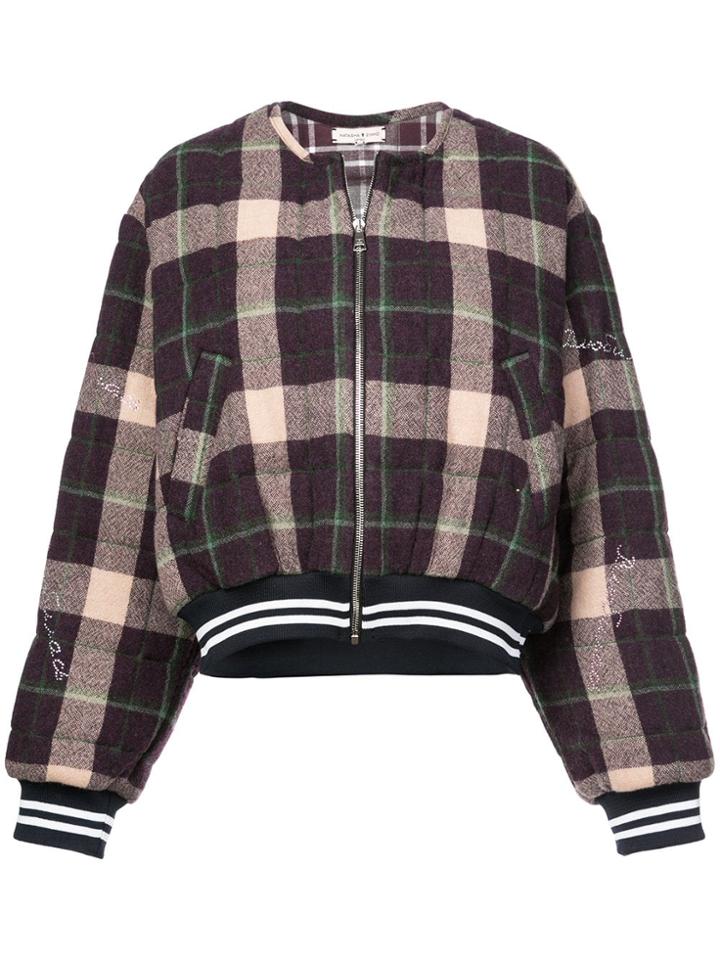 Natasha Zinko Checked Bomber Jacket - Pink & Purple