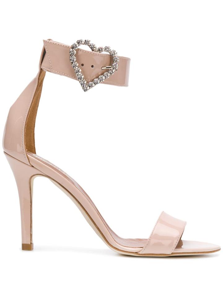 Paris Texas Heart Buckle Sandals - Neutrals