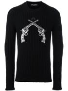 Dolce & Gabbana Pistol Patch Jumper, Men's, Size: 48, Black, Silk/polyester/viscose/copper