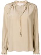 Michael Michael Kors Scalloped Chain Tie Blouse - Nude & Neutrals