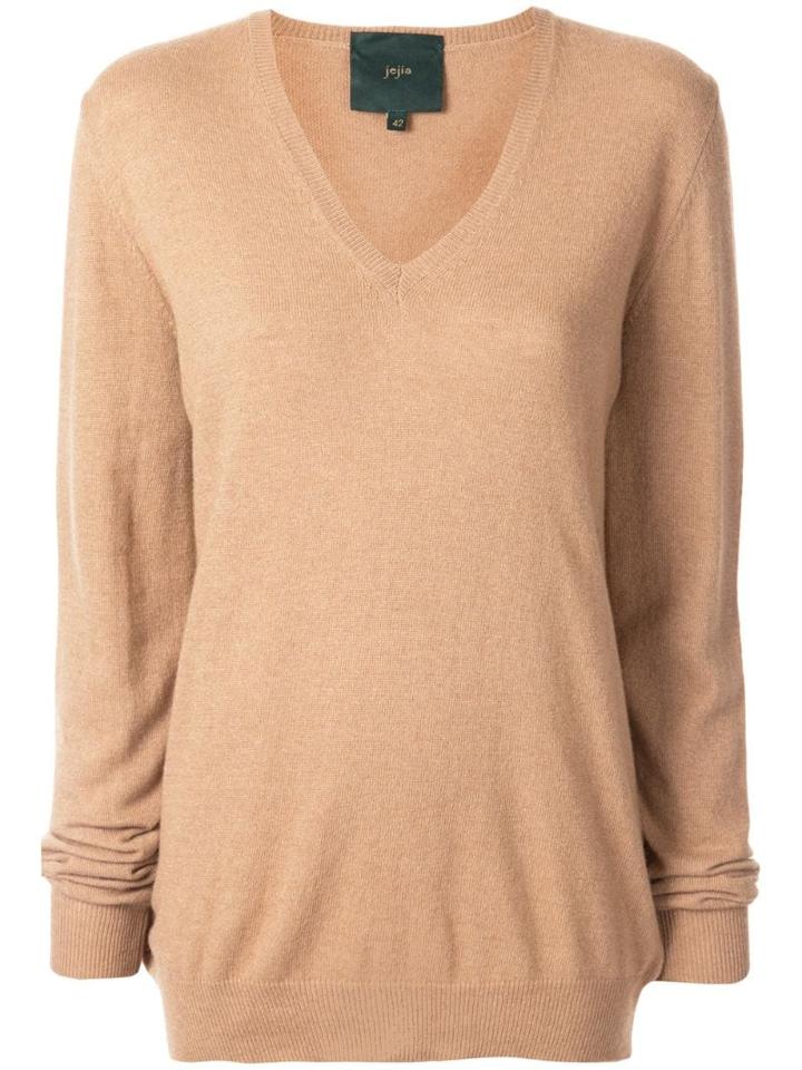 Jejia V-neck Oversized Sweater - Brown