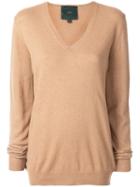 Jejia V-neck Oversized Sweater - Brown