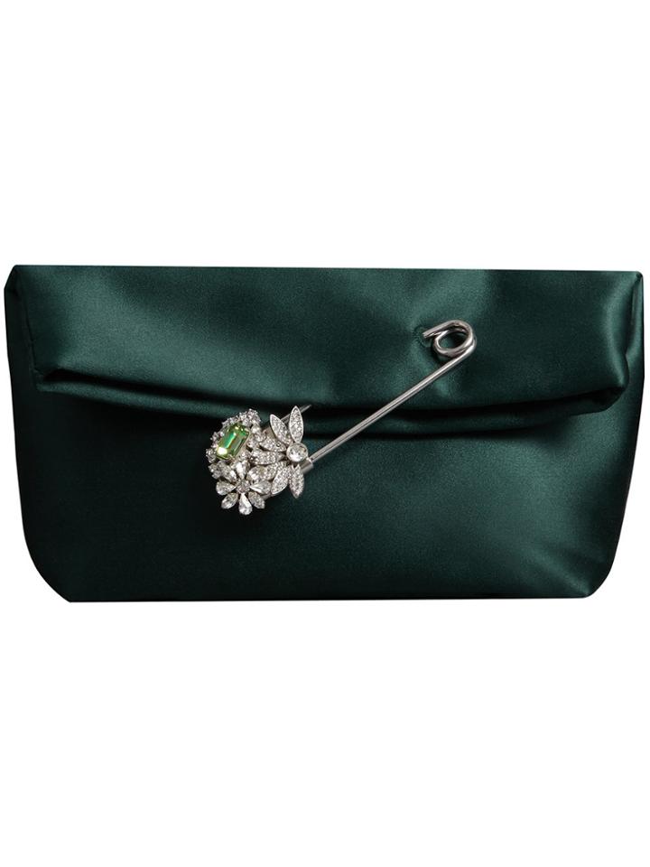 Burberry The Small Pin Clutch In Satin - Green