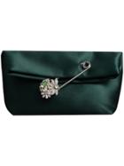 Burberry The Small Pin Clutch In Satin - Green
