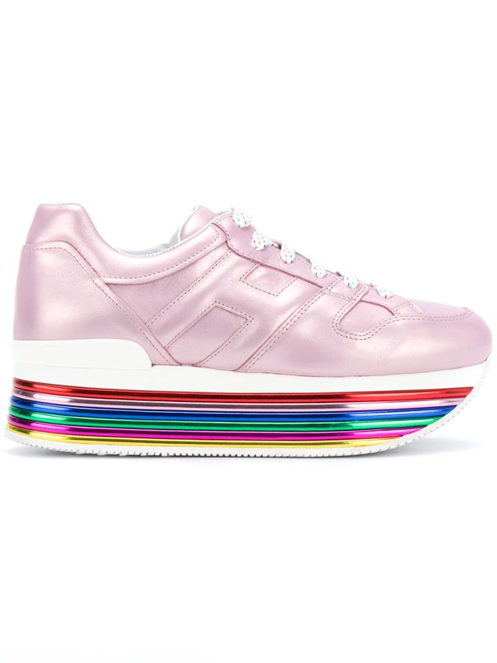 Hogan Rainbow Platform Sneakers - Pink & Purple