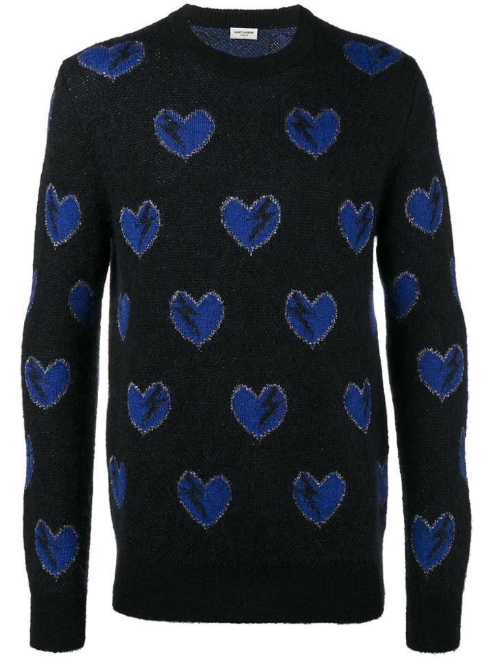 Saint Laurent Mohair Hearts Sweater - Black