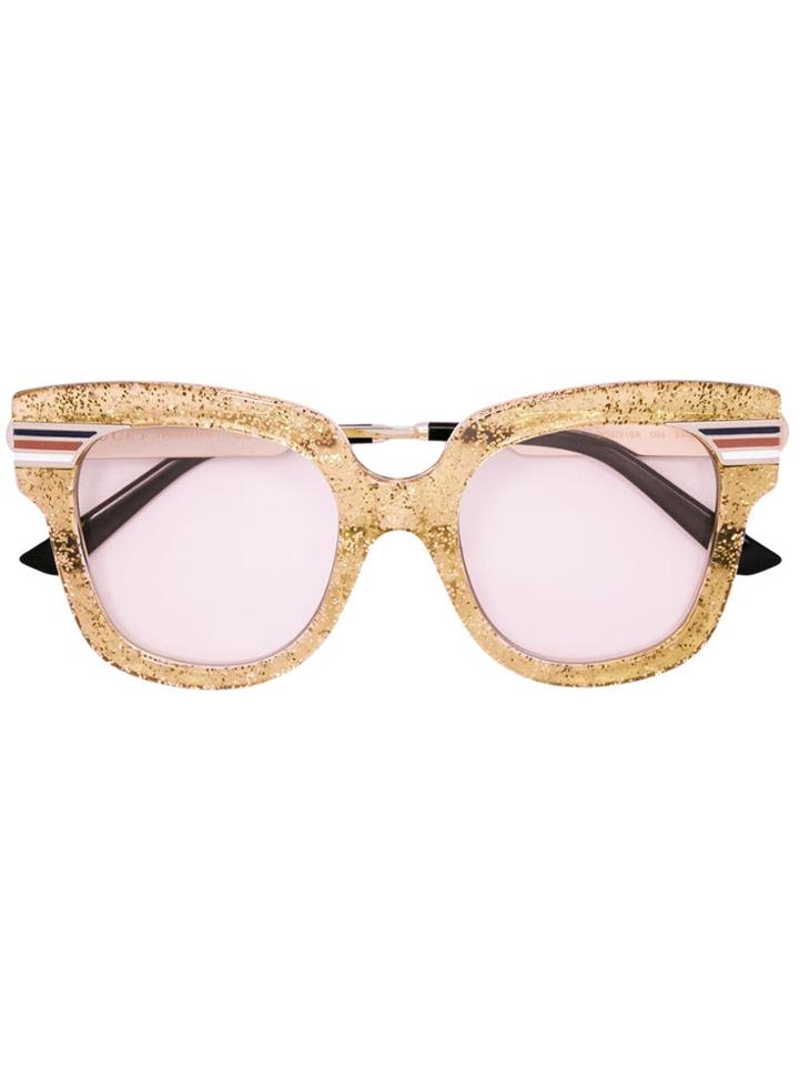 Gucci Eyewear Oversized Glitter Sunglasses - Metallic