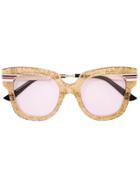 Gucci Eyewear Oversized Glitter Sunglasses - Metallic