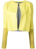 Aviù Cropped Open Jacket, Women's, Size: Small, Green, Leather/polyamide/polyester/viscose