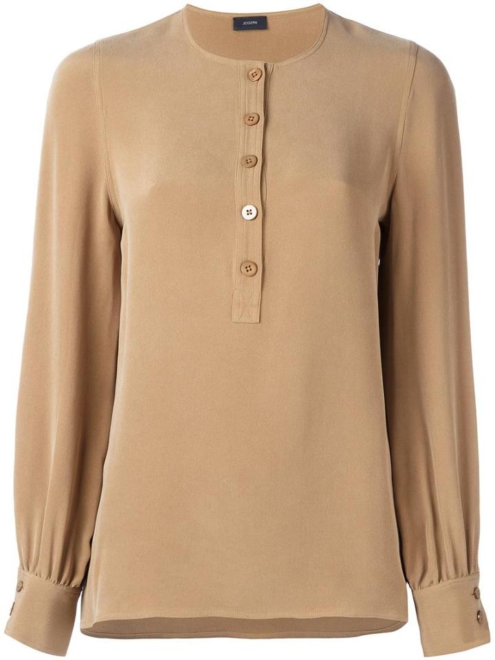 Joseph Bishop Sleeve Blouse, Women's, Size: 40, Brown, Silk