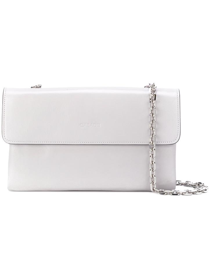 Casadei - Logo Embossed Shoulder Bag - Women - Satin/kid Leather - One Size, Grey, Satin/kid Leather