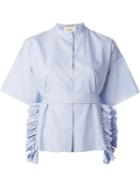 Ports 1961 Tassel Trim Shortsleeved Shirt, Women's, Size: 38, Blue, Cotton