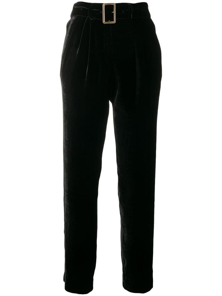 Forte Forte Belted Cropped Velvet Trousers - Black