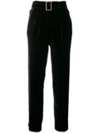 Forte Forte Belted Cropped Velvet Trousers - Black