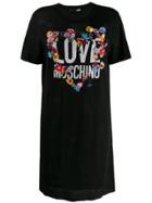 Love Moschino Floral Appliqués Knitted Dress - Black