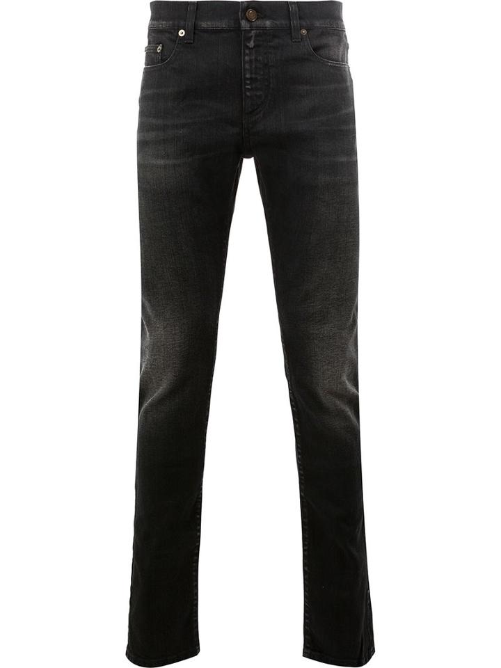 Saint Laurent Low Rise Skinny Jeans, Size: 28, Black, Cotton/spandex/elastane