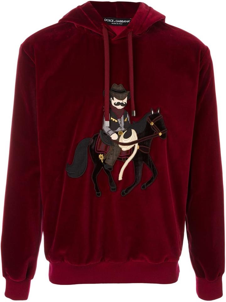 Dolce & Gabbana Cowboy Patch Velvet Hoodie