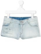 Une Fille - Distressed Denim Shorts - Kids - Cotton/spandex/elastane - 10 Yrs, Blue