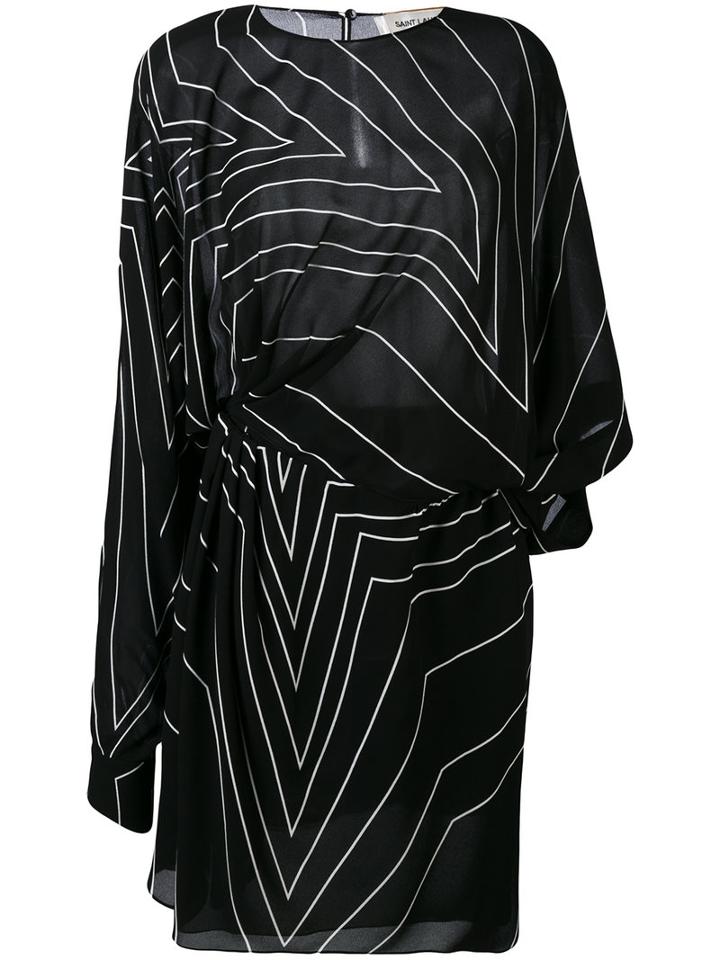 Saint Laurent - Star Print Asymmetric Mini Dress - Women - Silk/viscose - 40, Black, Silk/viscose