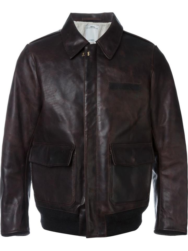 Visvim Elmendorf Jacket It, Men's, Size: 2, Red, Linen/flax/horse Leather/wool