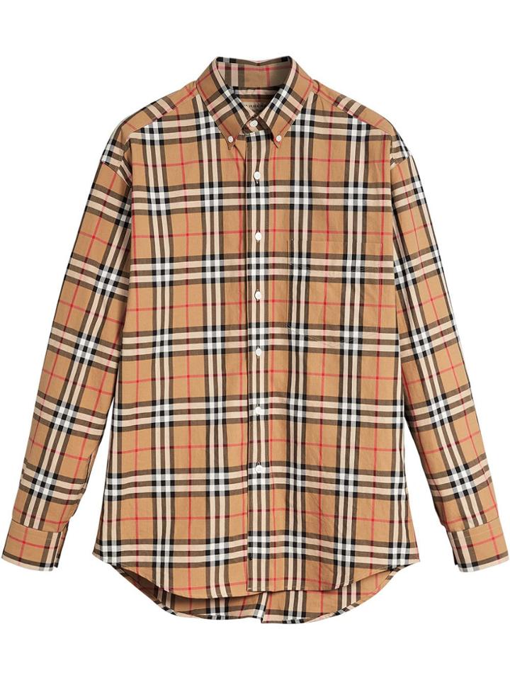 Burberry Button-down Collar Vintage Check Cotton Shirt - Yellow &