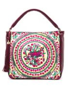 Xaa Embroidered Tote Bag, Women's, Red, Cotton/leather