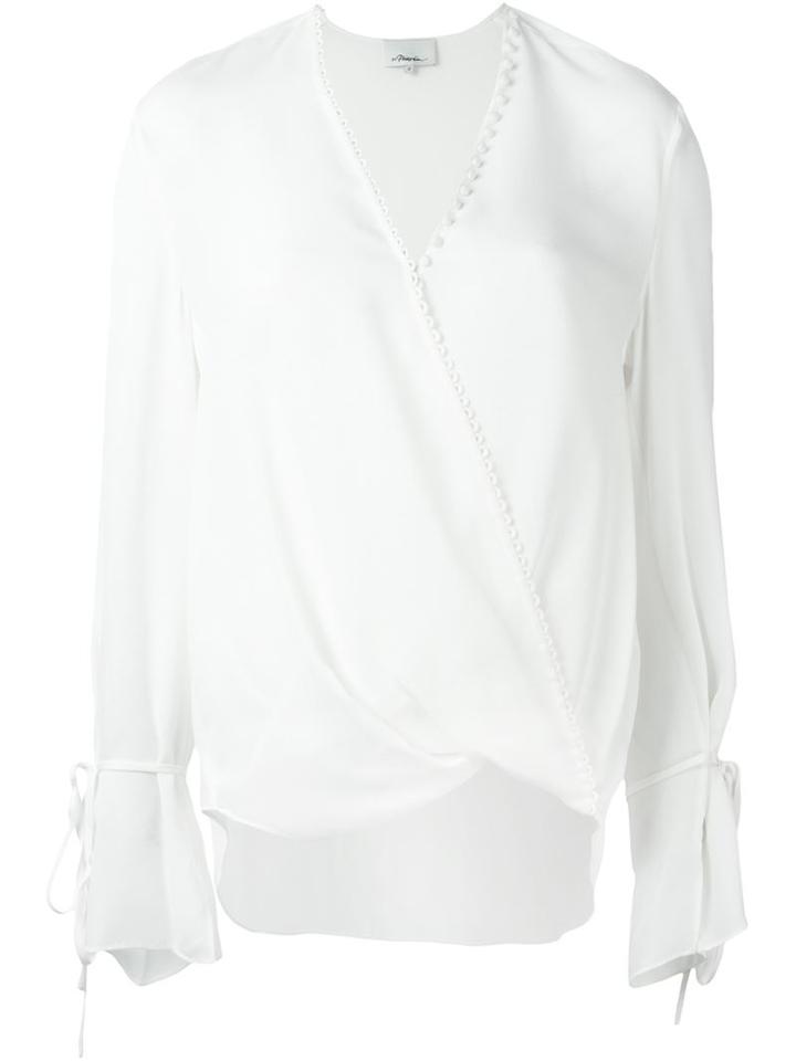 3.1 Phillip Lim Crepe Wrap Blouse, Women's, Size: 6, White, Silk