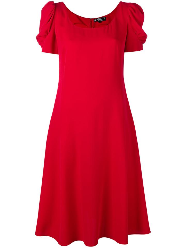 Salvatore Ferragamo - Flared Knee-length Dress - Women - Silk - 40, Women's, Red, Silk
