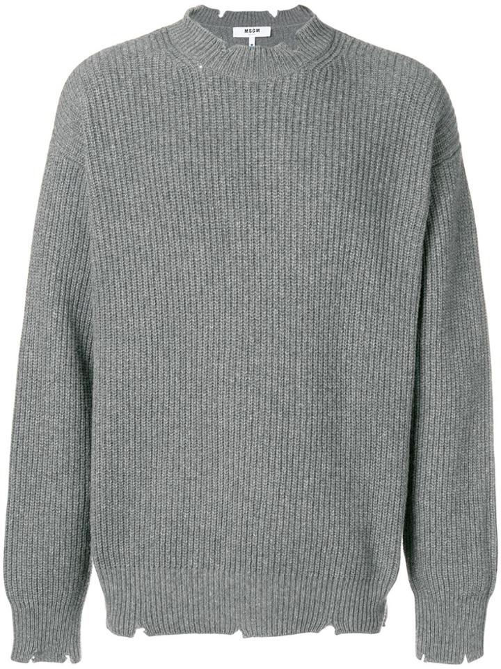 Msgm Ripped Edges Jumper - Grey