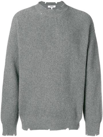 Msgm Ripped Edges Jumper - Grey