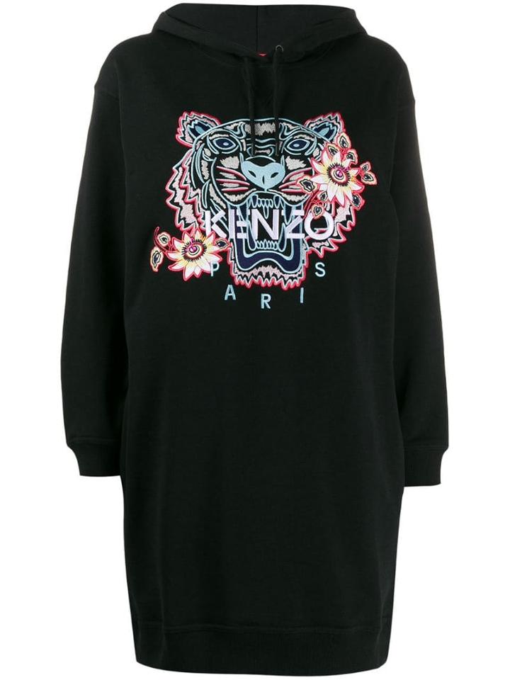 Kenzo Logo-embroidered Hoodie - Black