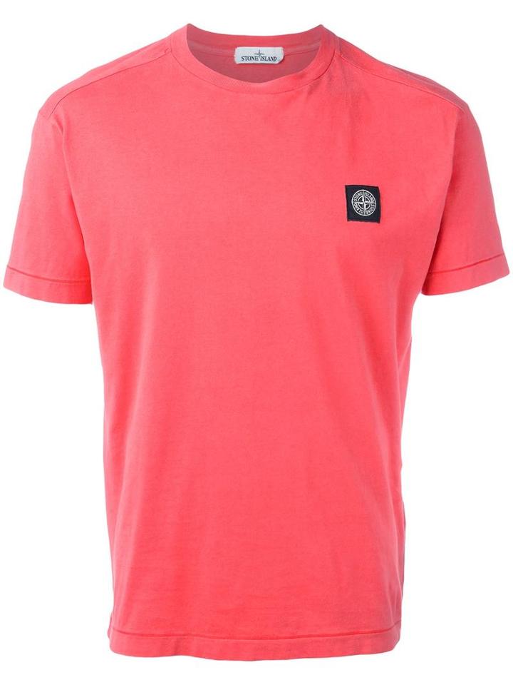 Stone Island Logo Patch T-shirt, Men's, Size: Large, Pink/purple, Cotton