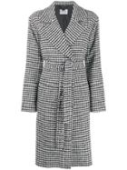 Be Blumarine Houndstooth Belted Coat - Black