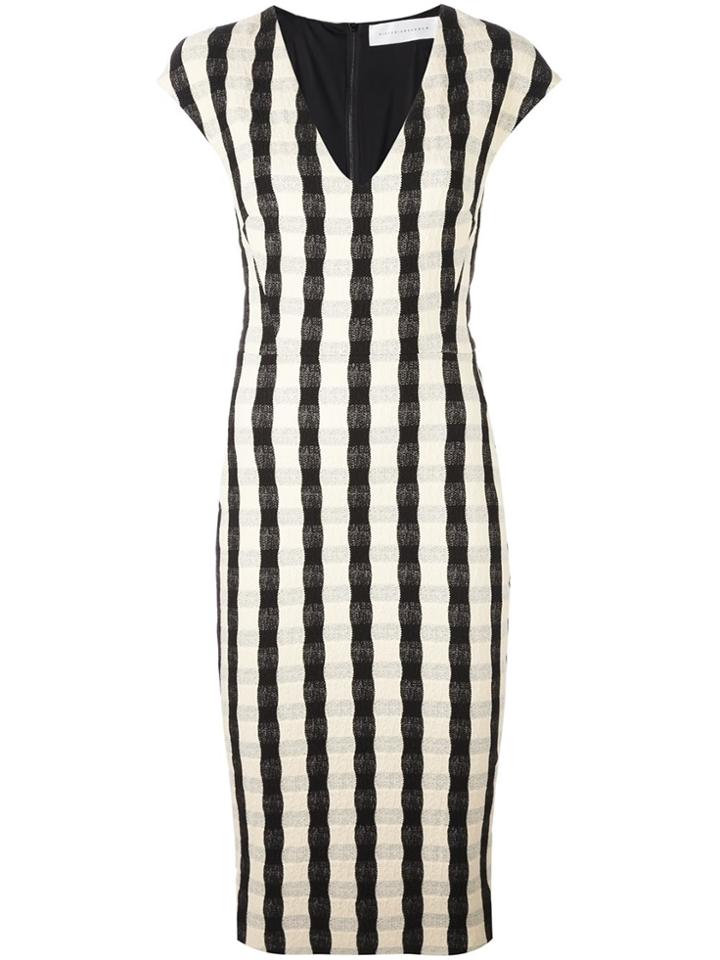 Victoria Beckham Fitted Gingham Dress - Black