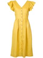 Sea V-neck Shirt Dress, Women's, Size: 2, Yellow/orange, Linen/flax