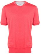 Eleventy Two-tone Collar T-shirt - Red
